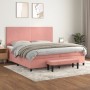 Cama box spring con colchón terciopelo rosa 200x200 cm de , Camas y somieres - Ref: Foro24-3137748, Precio: 678,48 €, Descuen...