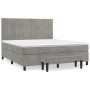 Box spring bed with light gray velvet mattress 180x200 cm by , Beds and slatted bases - Ref: Foro24-3137977, Price: 629,41 €,...