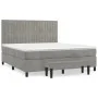 Box spring bed with light gray velvet mattress 180x200 cm by , Beds and slatted bases - Ref: Foro24-3137977, Price: 611,90 €,...