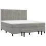 Box spring bed with light gray velvet mattress 180x200 cm by , Beds and slatted bases - Ref: Foro24-3137977, Price: 611,90 €,...