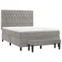 Box spring bed with light gray velvet mattress 140x190 cm by , Beds and slatted bases - Ref: Foro24-3138019, Price: 585,49 €,...