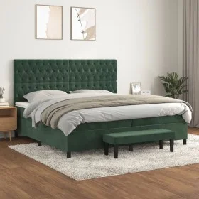 Box spring bed with dark green velvet mattress 200x200 cm by , Beds and slatted bases - Ref: Foro24-3138046, Price: 826,28 €,...