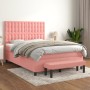 Cama box spring con colchón terciopelo rosa 140x190 cm de , Camas y somieres - Ref: Foro24-3138084, Precio: 553,13 €, Descuen...