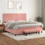 Box spring bed with pink velvet mattress 200x200 cm by , Beds and slatted bases - Ref: Foro24-3138108, Price: 690,58 €, Disco...