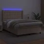 Box spring bed LED mattress cappuccino synthetic leather 140x200cm by , Beds and slatted bases - Ref: Foro24-3139390, Price: ...