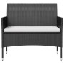 Set de muebles de jardín 8 pzas y cojines ratán sintético negro