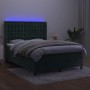 Box spring bed with mattress and LED dark green velvet 140x190cm by , Beds and slatted bases - Ref: Foro24-3139802, Price: 55...