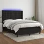 Box spring bed mattress and LED lights black fabric 140x200 cm by , Beds and slatted bases - Ref: Foro24-3138639, Price: 520,...
