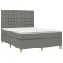 Box spring bed with dark gray fabric mattress 140x200 cm by , Beds and slatted bases - Ref: Foro24-3142658, Price: 497,56 €, ...