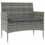 Set de muebles de jardín 16 pzas y cojines ratán sintético gris