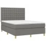 Box spring bed mattress and LED lights dark gray fabric 140x190 cm by , Beds and slatted bases - Ref: Foro24-3135750, Price: ...