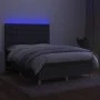 Box spring bed mattress and LED lights dark gray fabric 140x190 cm by , Beds and slatted bases - Ref: Foro24-3135750, Price: ...