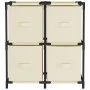 Steel storage cabinet with 4 cream fabric baskets 63x30x71 cm by , Lockers and storage cabinets - Ref: Foro24-337256, Price: ...