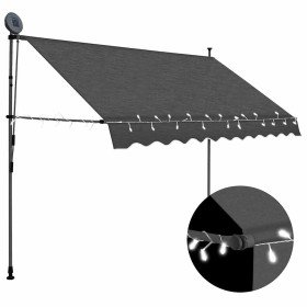 Toldo manual retráctil con LED gris antracita 300 cm Toldo manual retráctil con LED gris antracita 300 cm