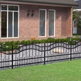 Garden fence with black coated steel spearhead 115cm by , fence panels - Ref: Foro24-151084, Price: 167,40 €, Discount: %