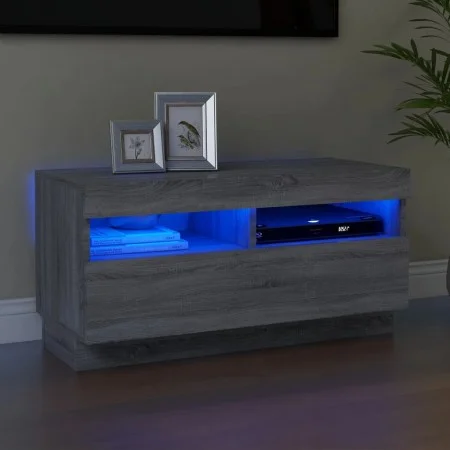 TV cabinet with LED lights Sonoma gray 80x35x40 cm by , TV Furniture - Ref: Foro24-815724, Price: 53,34 €, Discount: %