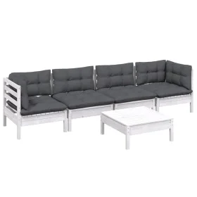 Muebles de jardín 5 pzas con cojines madera maciza de pino by , Garden sets - Ref: Foro24-3096155, Price: 420,91 €, Discount: %