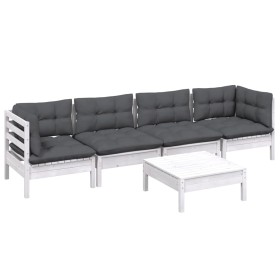 Muebles de jardín 5 pzas con cojines madera maciza de pino by , Garden sets - Ref: Foro24-3096155, Price: 426,27 €, Discount: %