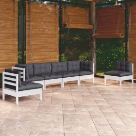 Garden furniture set 6 pieces and cushions solid pine wood by , Garden sets - Ref: Foro24-3096197, Price: 491,18 €, Discount: %