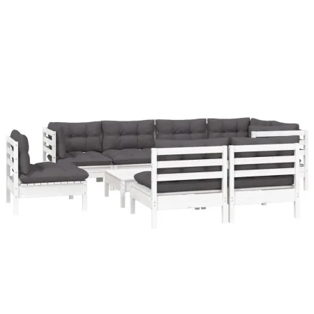 Muebles de jardín 9 pzas y cojines blanco madera maciza de pino de , Conjuntos de jardín - Ref: Foro24-3096473, Precio: 729,5...