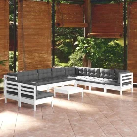 Gartenmöbel 11-teilig mit Kissen aus weißem Kiefernholz von , Gartensets - Ref: Foro24-3096846, Preis: 913,79 €, Rabatt: %