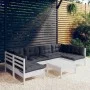 Gartenmöbel 7-teilig und weiße Kissen aus massivem Kiefernholz von , Gartensets - Ref: Foro24-3097158, Preis: 570,88 €, Rabat...
