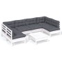 Gartenmöbel 7-teilig und weiße Kissen aus massivem Kiefernholz von , Gartensets - Ref: Foro24-3097158, Preis: 578,17 €, Rabat...
