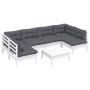 Garden furniture 7 pieces and white cushions solid pine wood by , Garden sets - Ref: Foro24-3097158, Price: 578,17 €, Discoun...