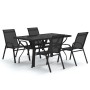 Juego de comedor para jardín 5 piezas negro