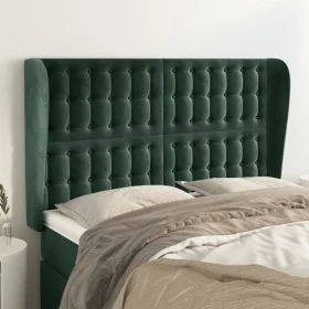 Headboard with dark green velvet ears 147x23x118/128cm by , Headboards and footboards - Ref: Foro24-3118441, Price: 140,98 €,...