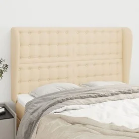Headboard with cream fabric ears 147x23x118/128 cm by , Headboards and footboards - Ref: Foro24-3118393, Price: 122,44 €, Dis...