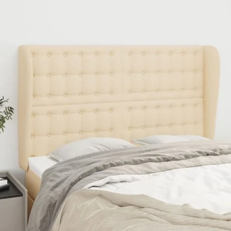 Headboard with cream fabric ears 147x23x118/128 cm by , Headboards and footboards - Ref: Foro24-3118393, Price: 122,44 €, Dis...