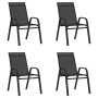 Juego de comedor para jardín 5 piezas negro