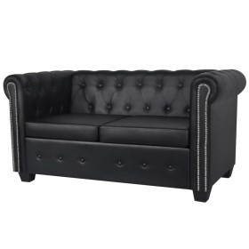 2-Sitzer Chesterfield Sofa Kunstleder schwarz von vidaXL, Sofas - Ref: Foro24-242369, Preis: 467,93 €, Rabatt: %