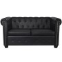 2-seater Chesterfield sofa in black synthetic leather by vidaXL, Sofas - Ref: Foro24-242369, Price: 436,46 €, Discount: %