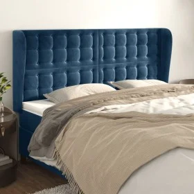 Headboard with dark blue velvet ears 163x23x118/128 cm by , Headboards and footboards - Ref: Foro24-3118448, Price: 150,75 €,...