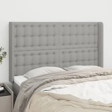 Headboard with light gray fabric ears 147x16x118/128 cm by , Headboards and footboards - Ref: Foro24-3120012, Price: 115,28 €...