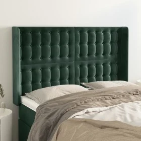 Headboard with dark green velvet ears 147x16x118/128cm by , Headboards and footboards - Ref: Foro24-3120065, Price: 138,13 €,...