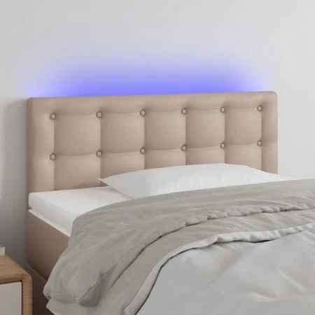 Cabecero con LED cuero sintético color capuchino 90x5x78/88 cm de , Cabeceros y pies de cama - Ref: Foro24-3121695, Precio: 4...