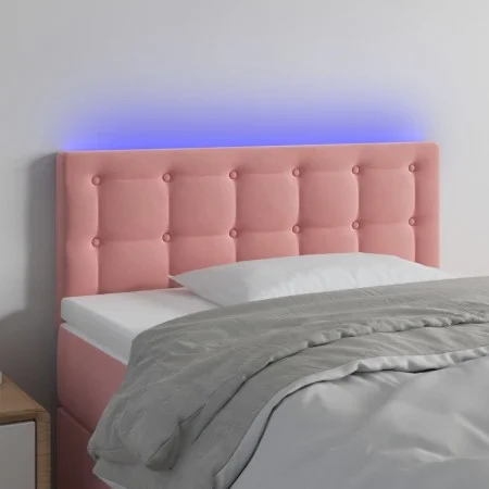 Pink velvet headboard with LED 80x5x78/88 cm by , Headboards and footboards - Ref: Foro24-3122081, Price: 46,25 €, Discount: %