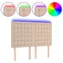 Headboard LED lights cappuccino synthetic leather 144x5x118/128cm by , Headboards and footboards - Ref: Foro24-3122519, Price...