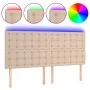 Headboard LED lights cappuccino synthetic leather 160x5x118/128cm by , Headboards and footboards - Ref: Foro24-3122525, Price...