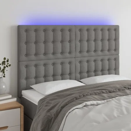 Cabecero con luces LED tela gris oscuro 144x5x118/128 cm de , Cabeceros y pies de cama - Ref: Foro24-3122857, Precio: 126,23 ...