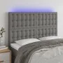 Cabecero con luces LED tela gris oscuro 144x5x118/128 cm de , Cabeceros y pies de cama - Ref: Foro24-3122857, Precio: 126,23 ...