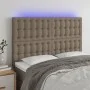 Kopfteil mit LED-Leuchten, taupegrauer Stoff, 144 x 5 x 118/128 cm von , Kopf- und Fußteile - Ref: Foro24-3122860, Preis: 112...