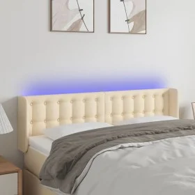 Cream fabric headboard with LED 147x16x78/88 cm by , Headboards and footboards - Ref: Foro24-3123673, Price: 67,60 €, Discoun...
