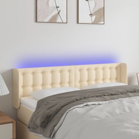 Kopfteil aus cremefarbenem Stoff mit LED 147x16x78/88 cm von , Kopf- und Fußteile - Ref: Foro24-3123673, Preis: 77,69 €, Raba...