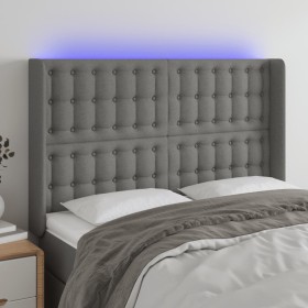 Dark gray fabric headboard with LED 147x16x118/128 cm by , Headboards and footboards - Ref: Foro24-3124481, Price: 138,81 €, ...