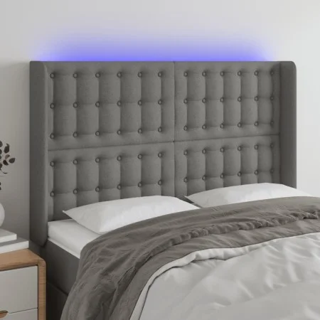 Dark gray fabric headboard with LED 147x16x118/128 cm by , Headboards and footboards - Ref: Foro24-3124481, Price: 135,54 €, ...