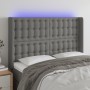 Dark gray fabric headboard with LED 147x16x118/128 cm by , Headboards and footboards - Ref: Foro24-3124481, Price: 138,81 €, ...